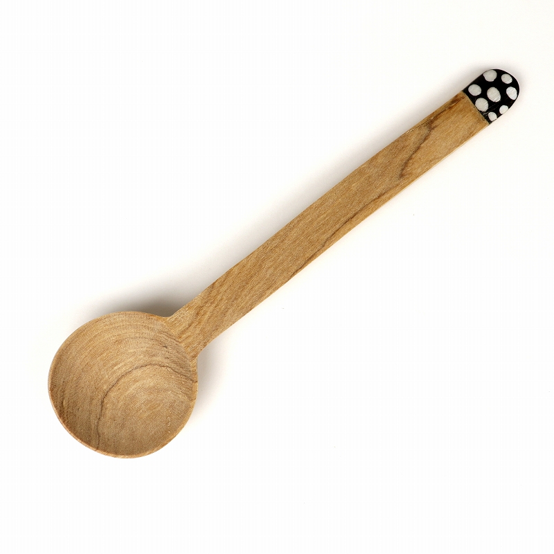オリーブ牛骨スプーン キベラフンディ フラットハンドル ポルカドット