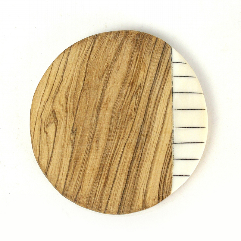 オリーブ牛骨ラウンドコースター ボーダー キベラフンディ