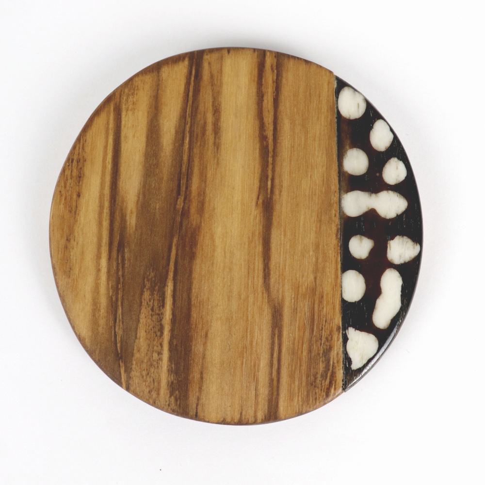 オリーブ牛骨ラウンドコースター ポルカドット キベラフンディ