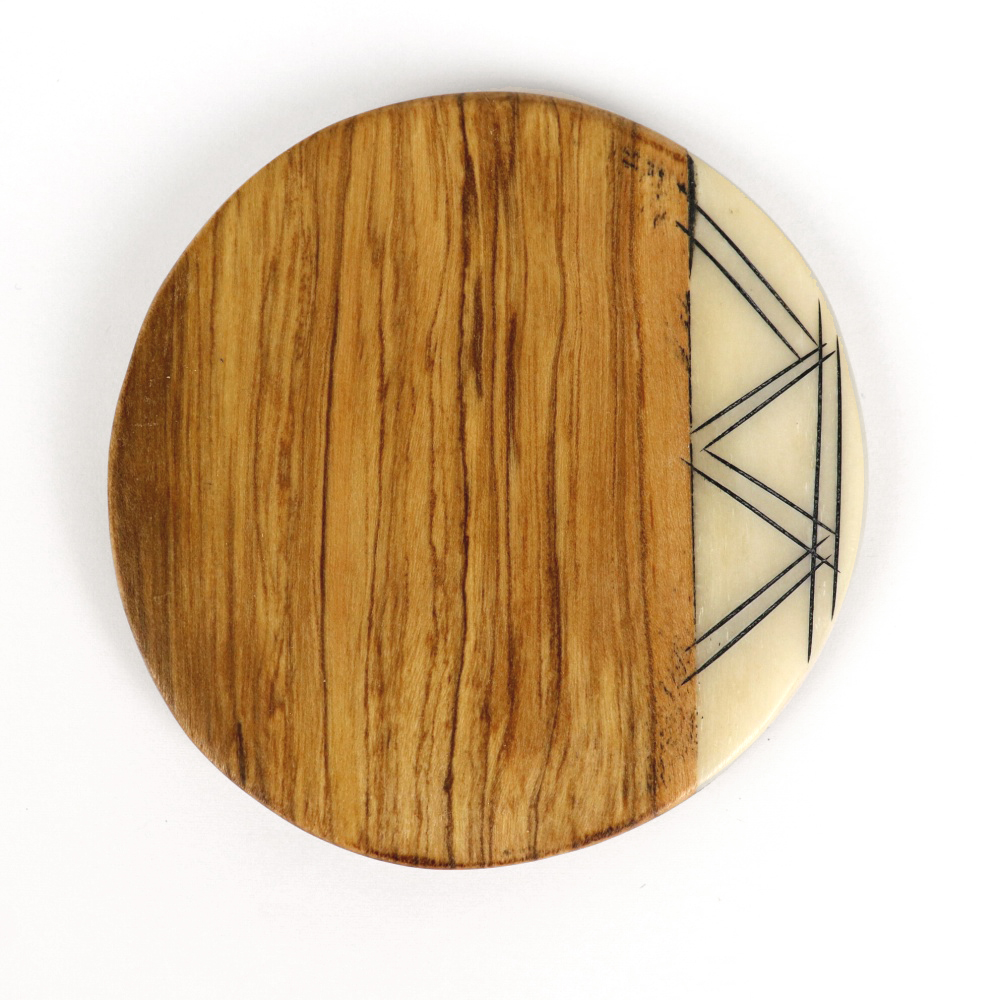 オリーブ牛骨ラウンドコースター 斜線 キベラフンディ