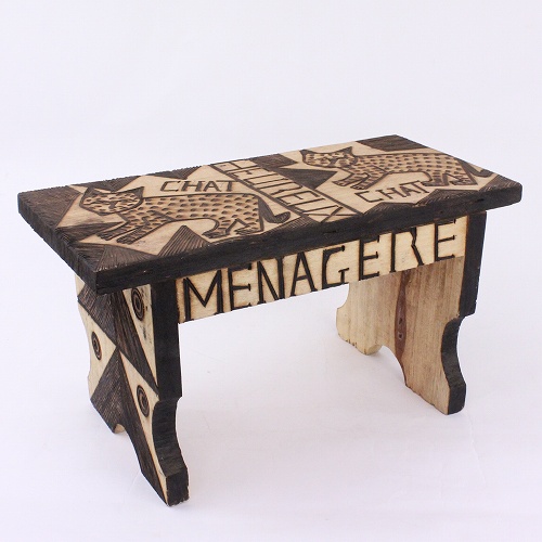 バンバラ焼き模様スツール　01ネコ