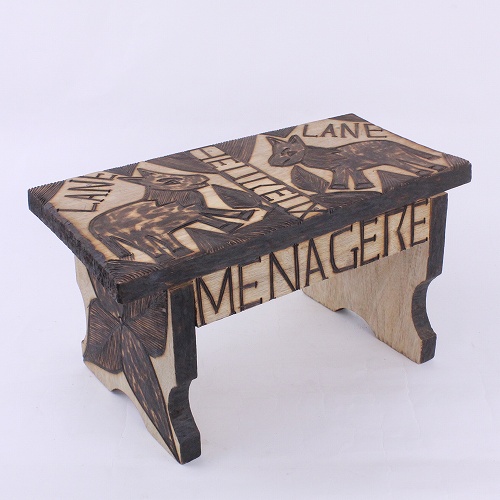 バンバラ焼き模様スツール　02イヌ