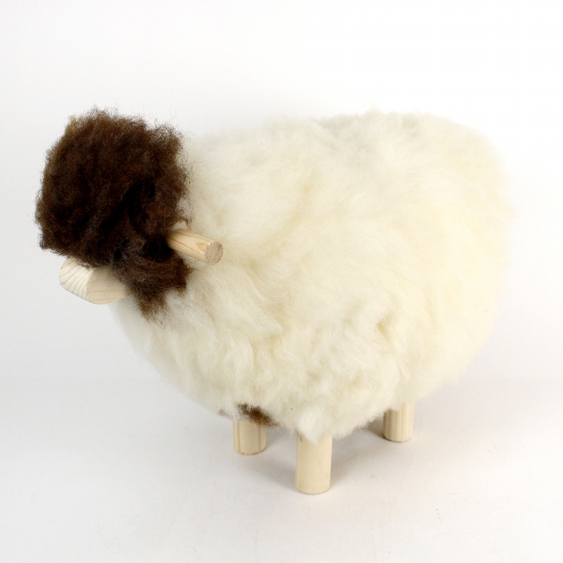ふわふわヒツジ椅子 中 45CM 黒白一点物
