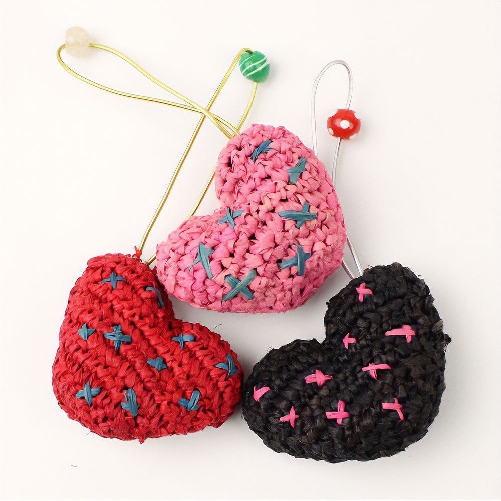 【SALE】ラフィアマスコット ハート ゴム紐 @600→480円