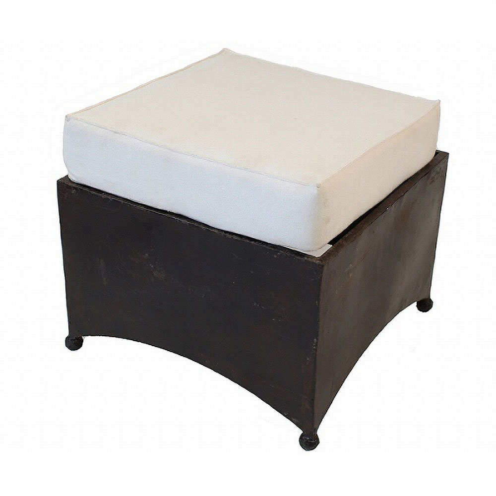 鉄製四角スツール椅子【白クッション付き】 (送料別)