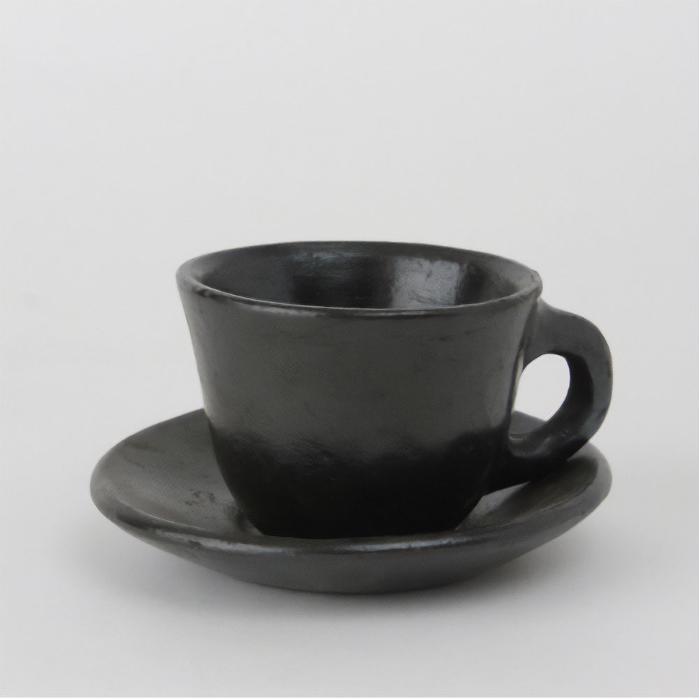 陶製飾りコーヒーカップ&ソーサー持ち手付き