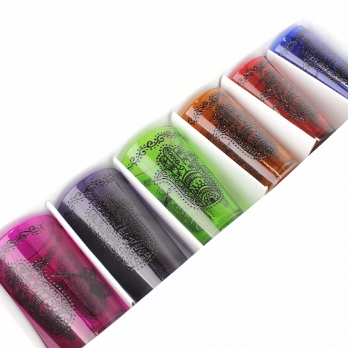 モロッコプリントグラス 6個セット 黒ファティマ手