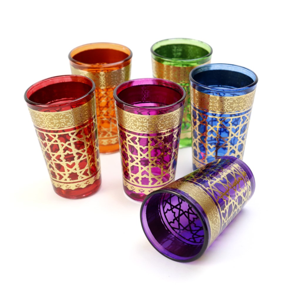 モロッコプリントグラス 6個セット 75 ゴールド