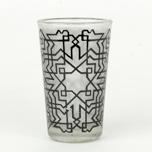 モロッコプリントグラス 1個売り 迷路 白