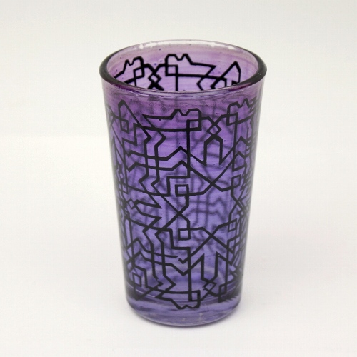 モロッコプリントグラス　1個売り　迷路　紫