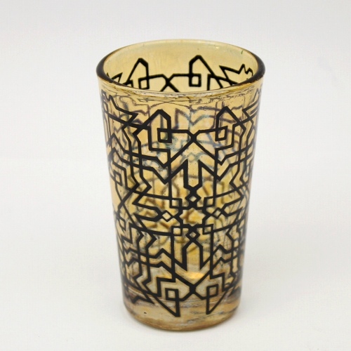 モロッコプリントグラス　1個売り　迷路　オレンジ