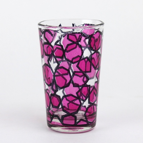 モロッコプリントグラス 1個売り モザイク ピンク