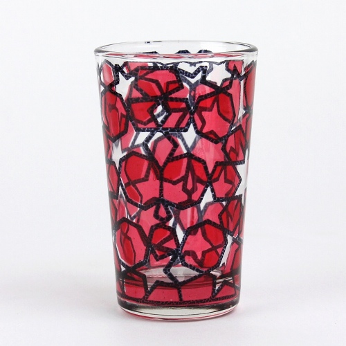 モロッコプリントグラス 1個売り モザイク 赤