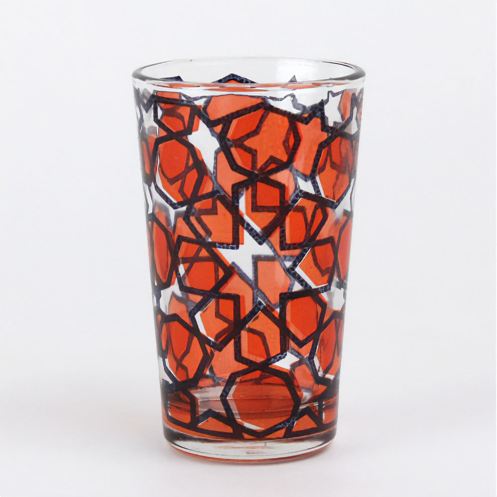 モロッコプリントグラス 1個売り モザイク オレンジ