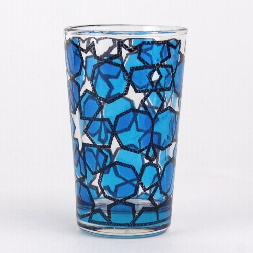 モロッコプリントグラス 1個売り モザイク 水色
