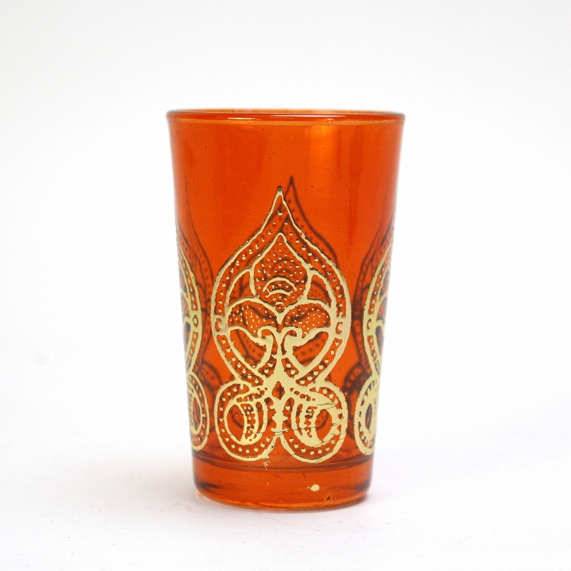 モロッコプリントグラス 1個売り ゴールド球根 オレンジ