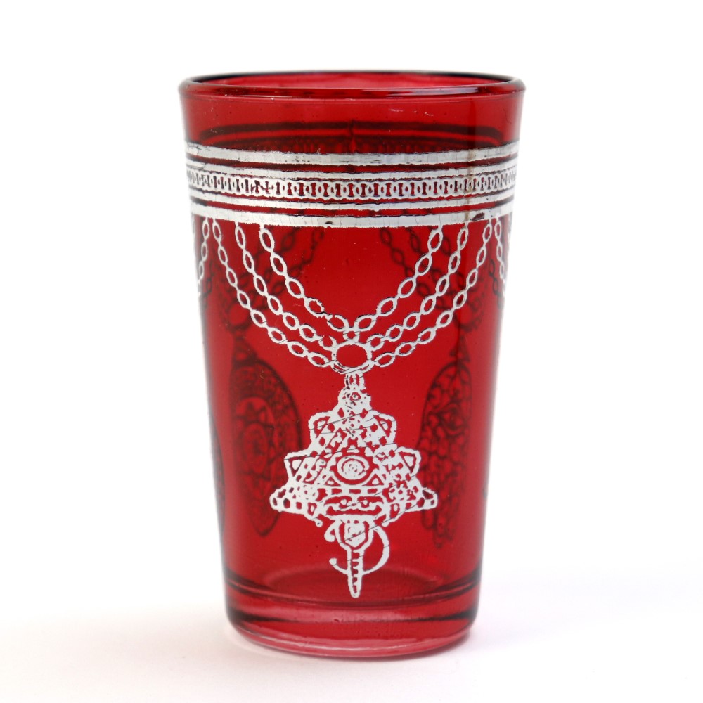モロッコプリントグラス 67 シルバー 赤