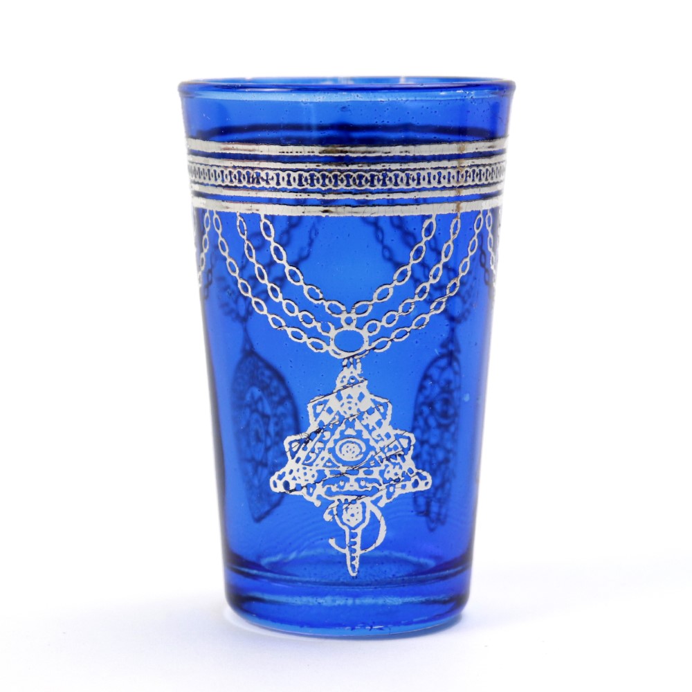 モロッコプリントグラス 67 シルバー 青