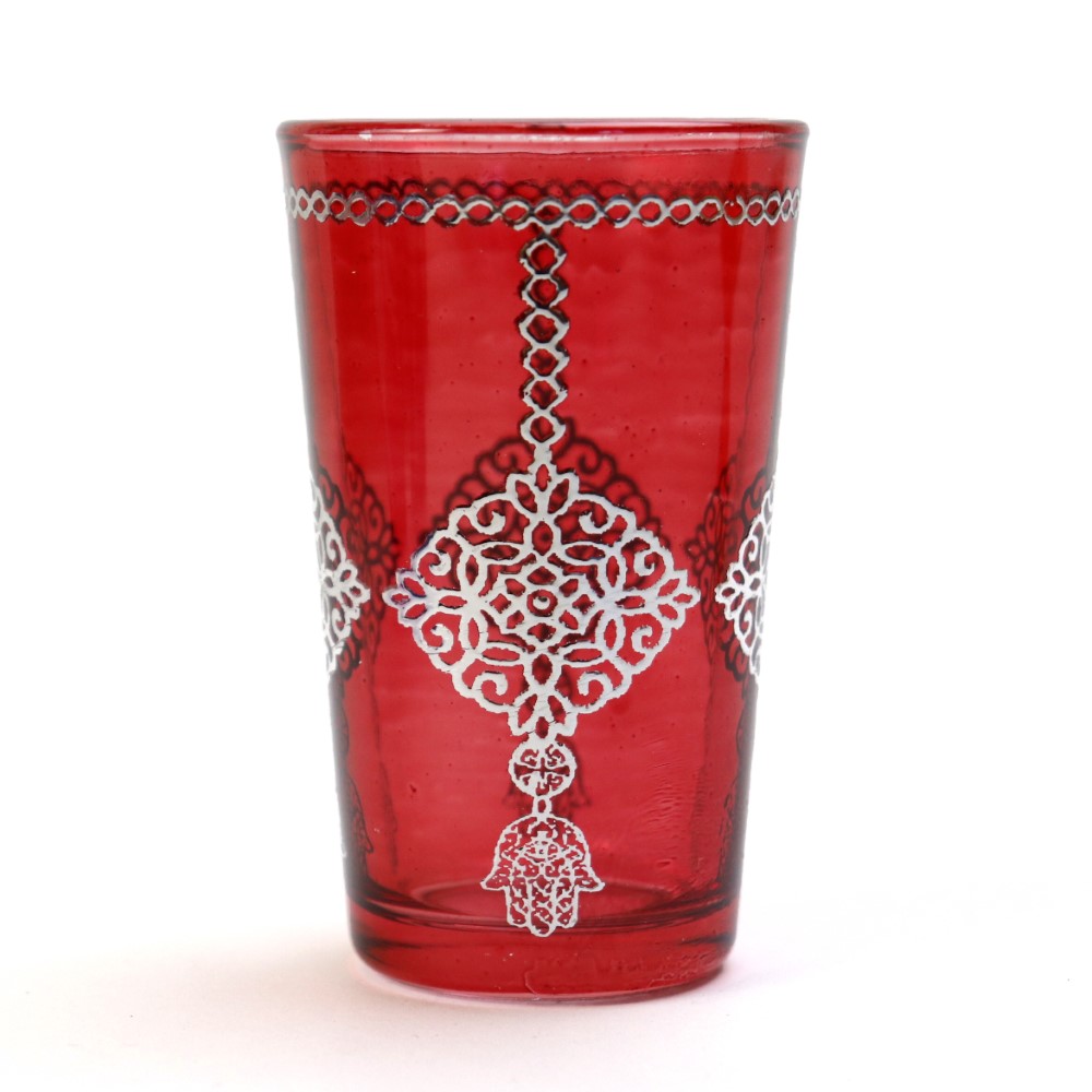 モロッコプリントグラス 71 シルバー 赤