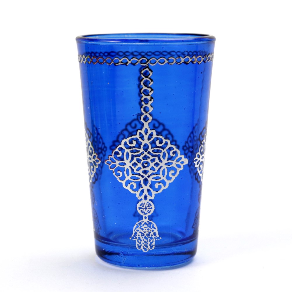 モロッコプリントグラス 71 シルバー 青