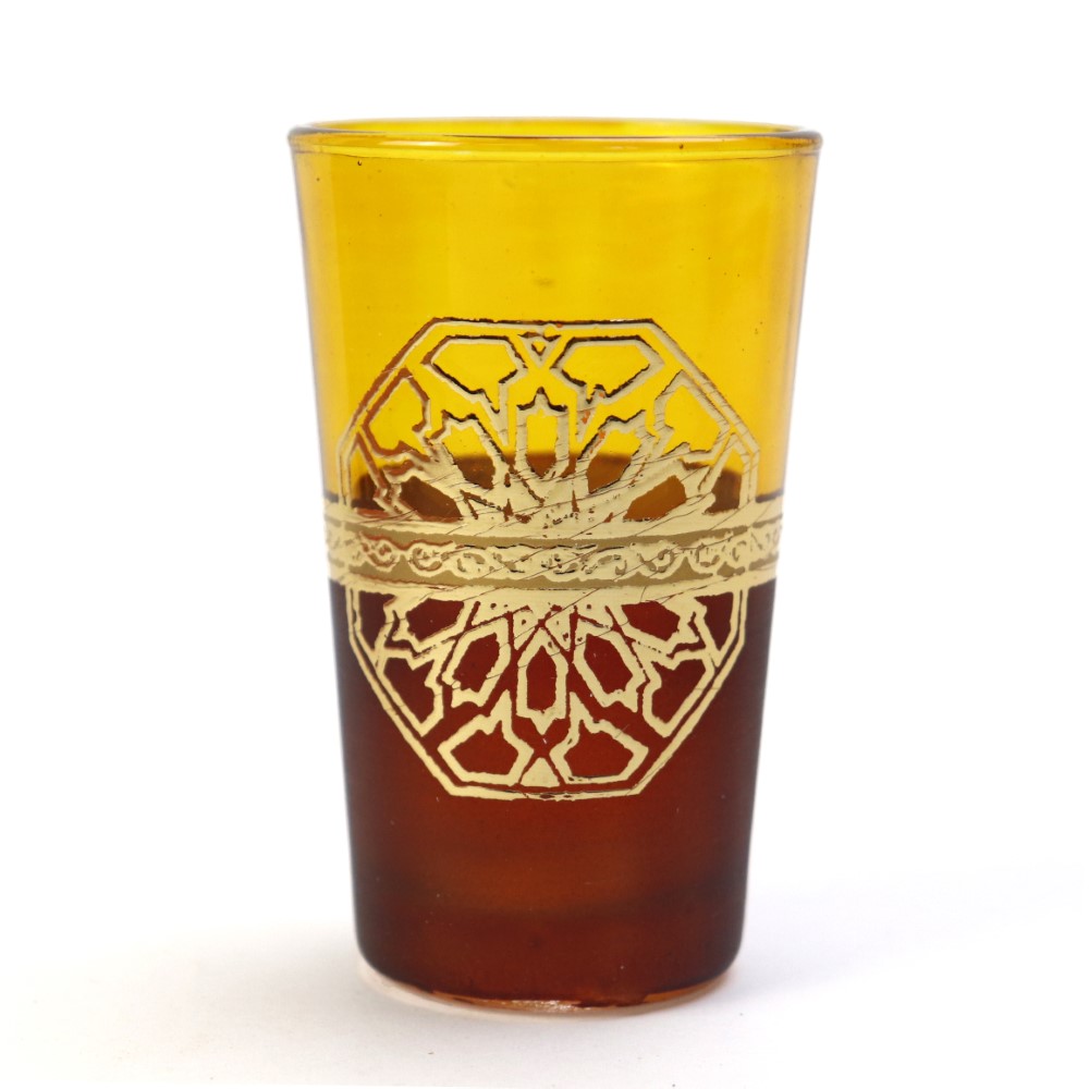 モロッコプリントグラス 73 ゴールド 黄x茶