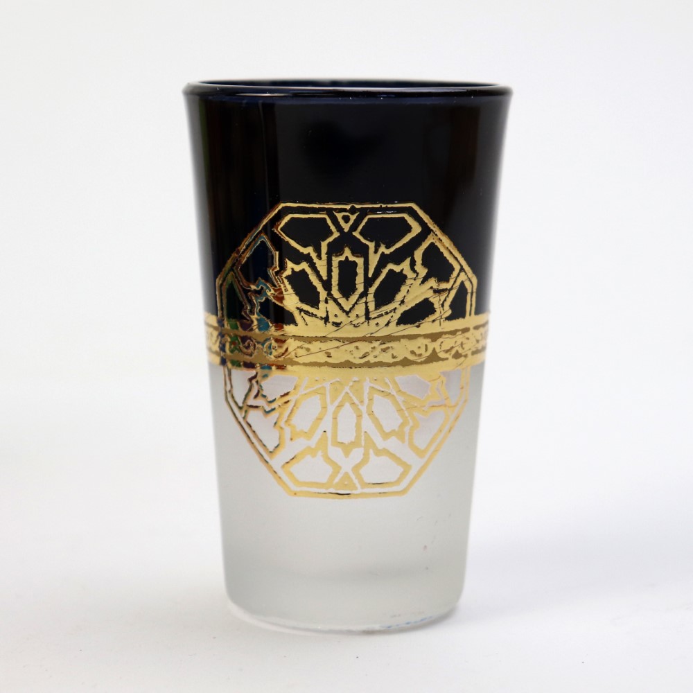 モロッコプリントグラス 73 ゴールド 濃紺xクリア