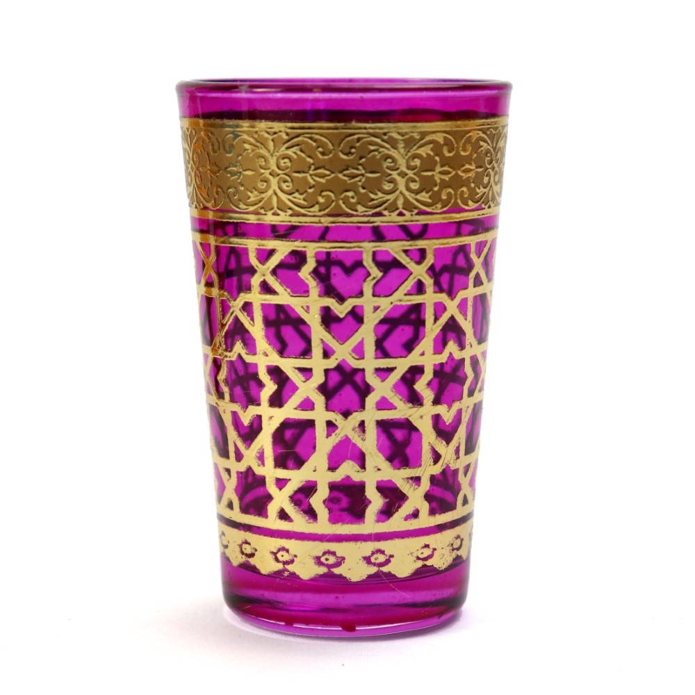モロッコプリントグラス 75 ゴールド ピンク