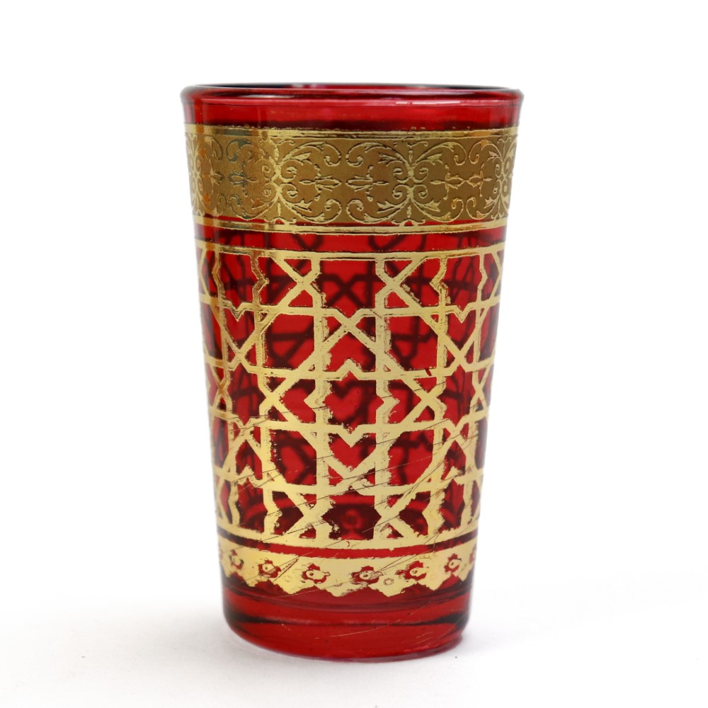 モロッコプリントグラス 75 ゴールド 赤