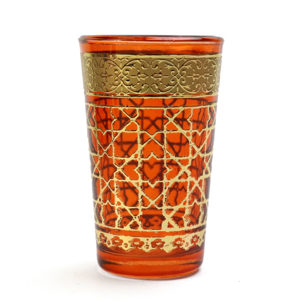 モロッコプリントグラス 75 ゴールド オレンジ