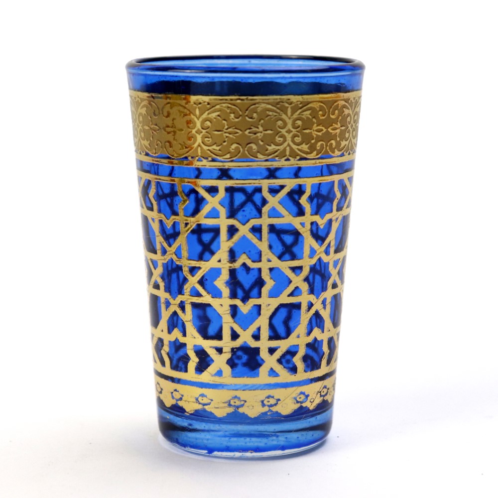 モロッコプリントグラス 75 ゴールド 青