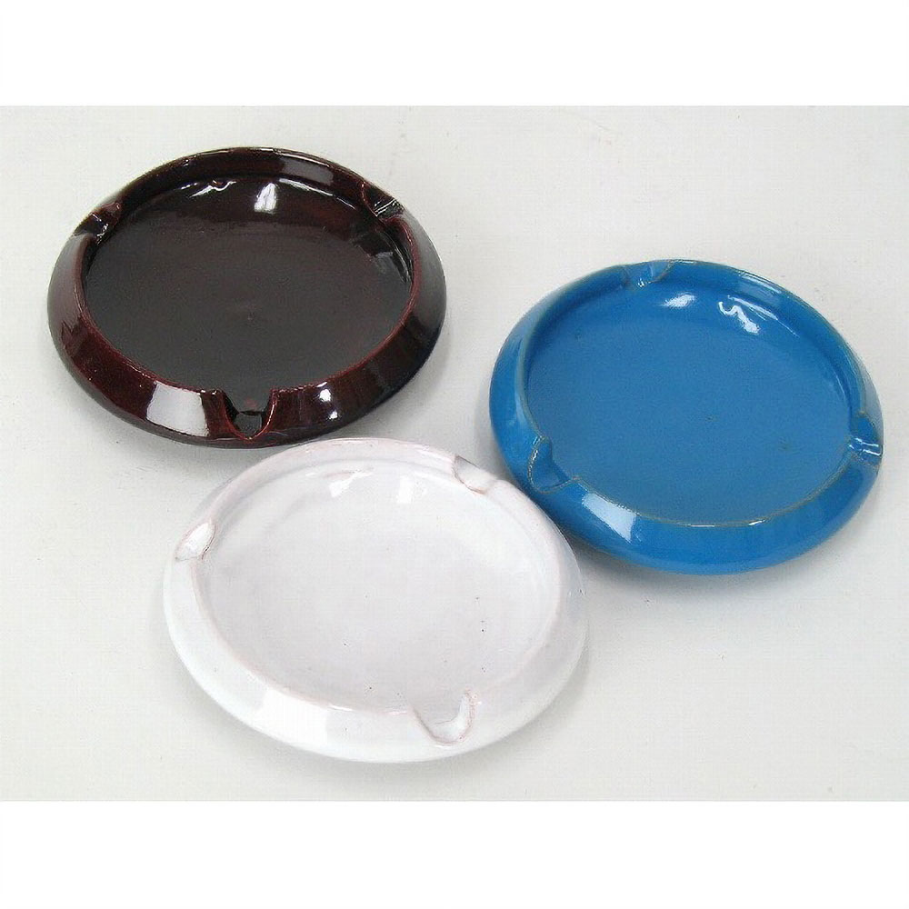 陶製プチ灰皿　平　(白、ターコイズ、黄)