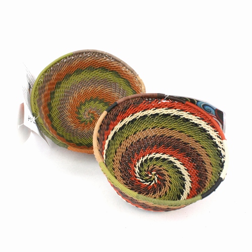 ズールー電話線ボウル 9-10CM オレンジオリーブ系