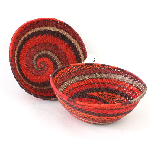 ズールー電話線ボウル 13-14CM 赤系