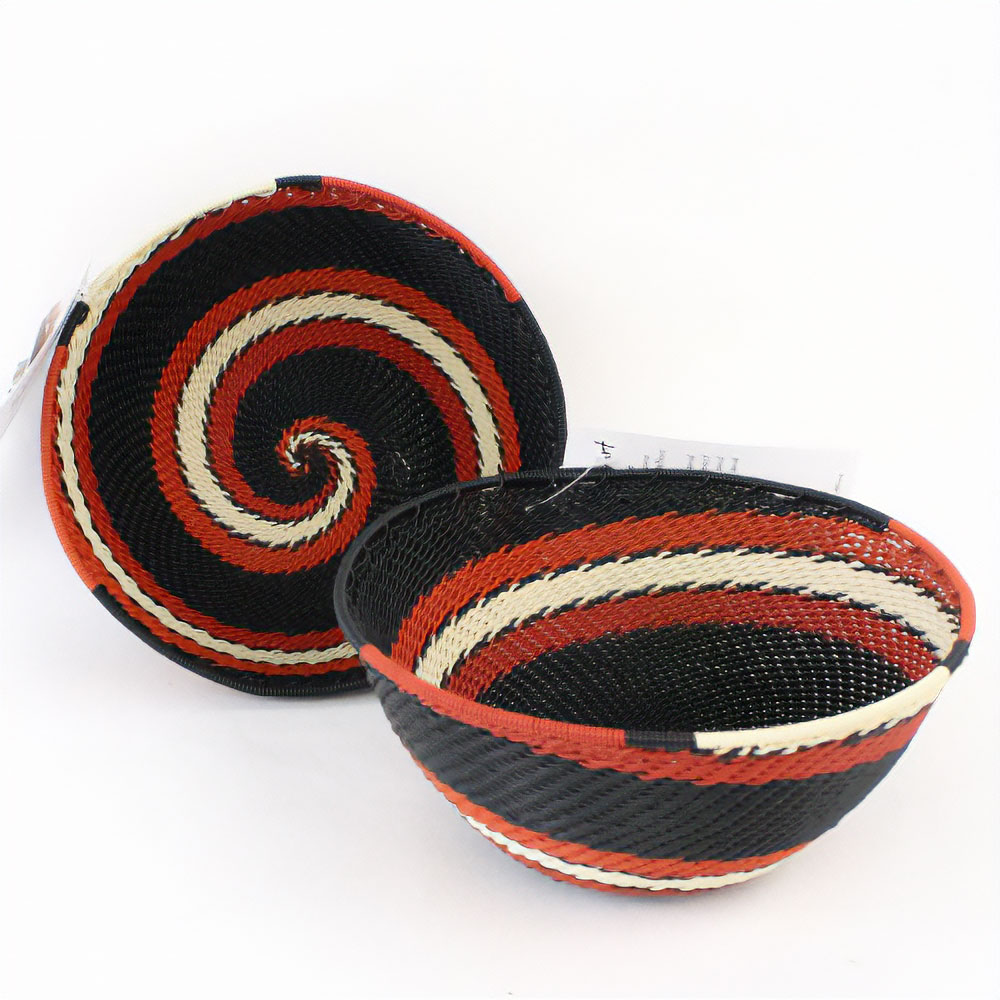 ズールー電話線ボウル 13-14CM 赤黒系