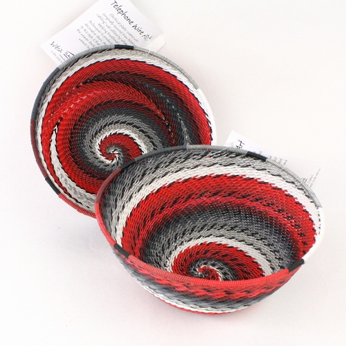 ズールー電話線ボウル 13-14CM 赤グレー系