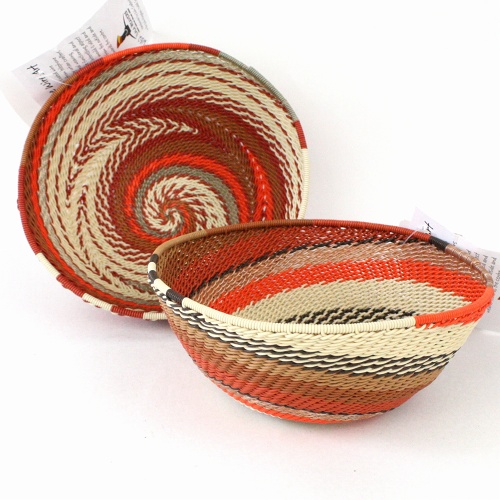 ズールー電話線ボウル 13-14CM オレンジ白系