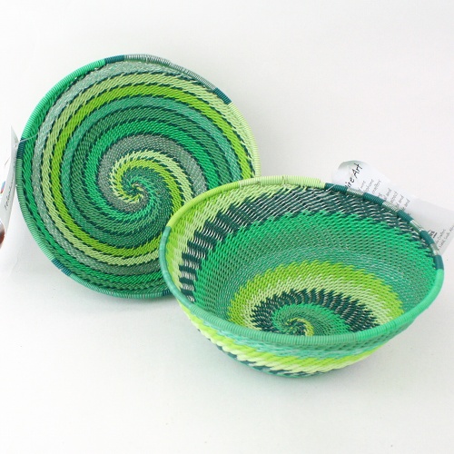 ズールー電話線ボウル 13-14CM 緑系