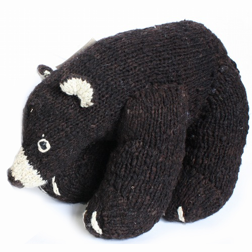 ケナナKENANAKNITTERSウール動物特大クマ黒