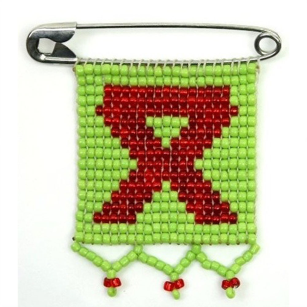 WOLA NANI レッドリボンバッジ4×4　グリーン