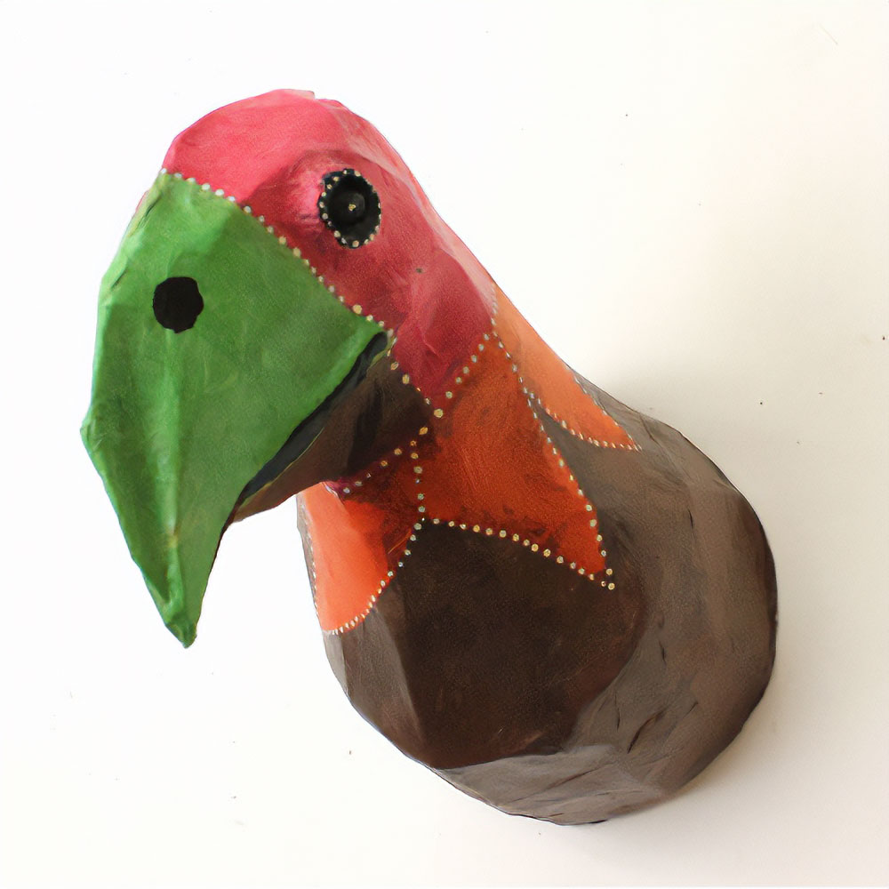 張り子アニマルヘッド　壁掛け　鳥