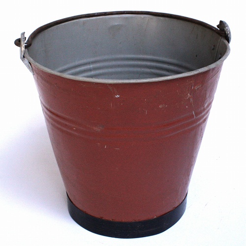 ブルキナ　ブリキバケツM　径33×H30　ペイント 赤茶