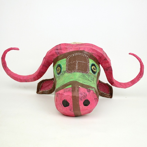 張り子アニマルヘッド　壁掛け　L 05バッファロー