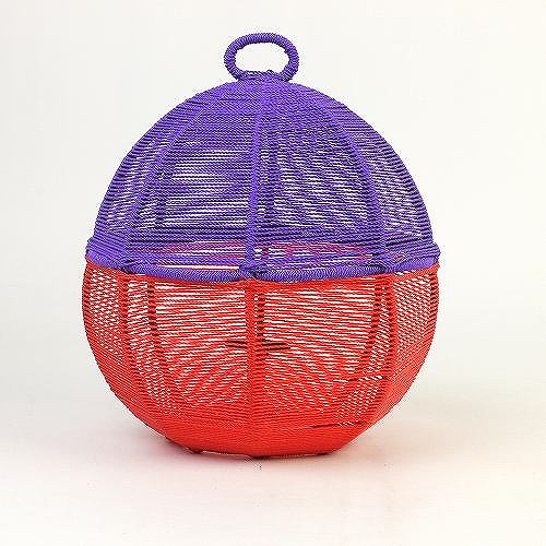 【SALE】ナイロン組み紐 丸ランプシェード 紫x赤 送料別 @6800→4760円