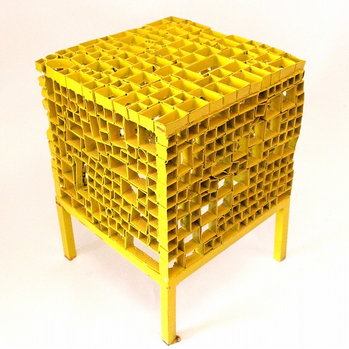 鉄サイドテーブル スツール 黄【送料別】