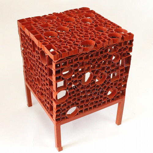 鉄サイドテーブル スツール オレンジ【送料別】