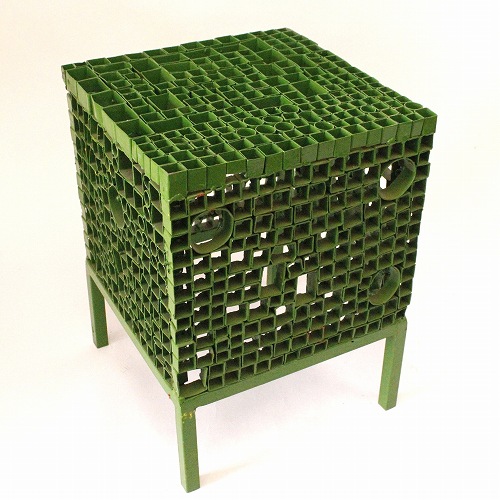 鉄サイドテーブル スツール 黄緑【送料別】