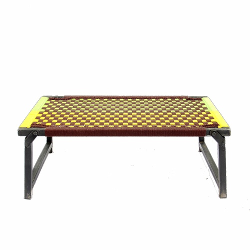 【SALE】ナイロン組み紐折りたたみテーブル中焦茶レモン黄緑 送料別 @22000→15400円