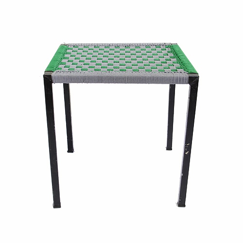 【SALE】ナイロン組み紐四角スツール 大 グレー緑 送料別 @12000→8400円