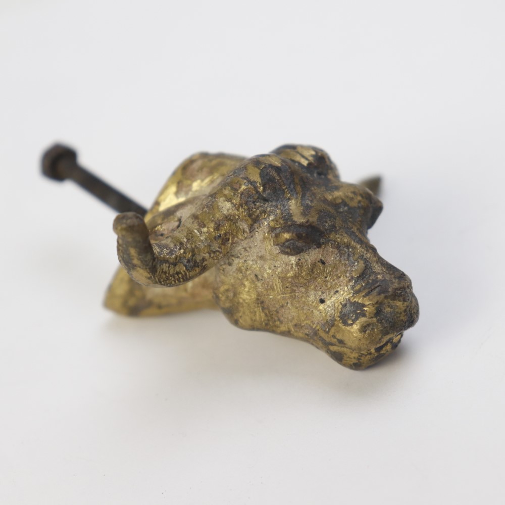 ブロンズつまみ 動物頭 バッファロー 一点物