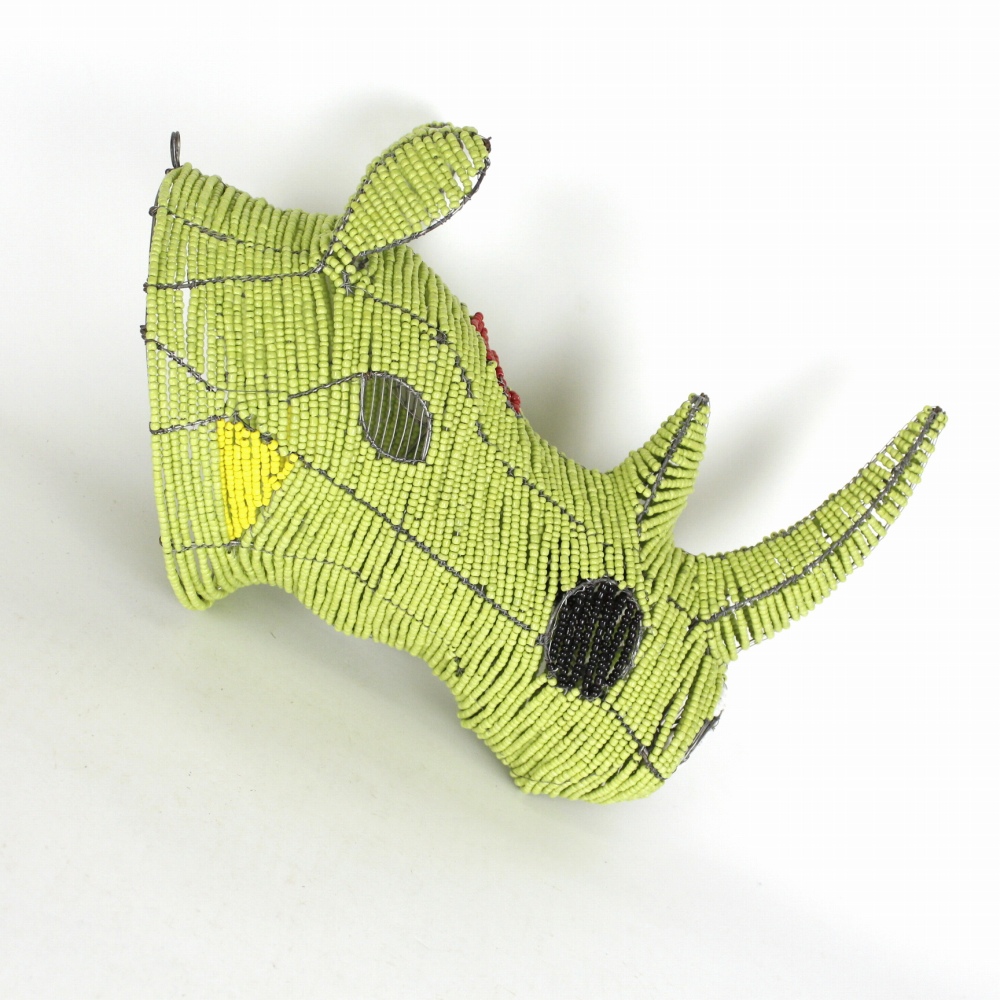 ブルキナビーズオブジェ 壁掛け動物 サイ 24SS一点物 @28000→22400